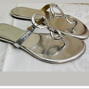 Michael kors silver leather sandals 6.5